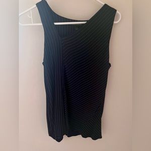 NAVY SLEEVELESS STRIPED ASYMMETRICAL TOP